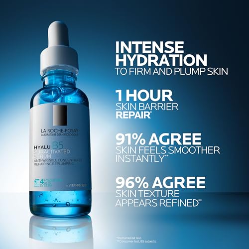 La Roche-Posay Hyalu B5 Pure Hyaluronic Acid Serum for Face, Vitamin B5 + Hyaluronic Acid + Madecassoside, Hydrating Serum Visibly Plumps Skin, Sensitive Skin Safe, Anti Aging, Oil-Free
