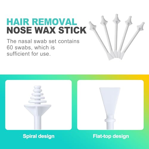 60 Pieces Nose Hair Wax Applicator Sticks, Nasal Hair Remover & Ear Wax Sticks for Nostril Cleaning, Painless Facial Hair Removal for Men and Women