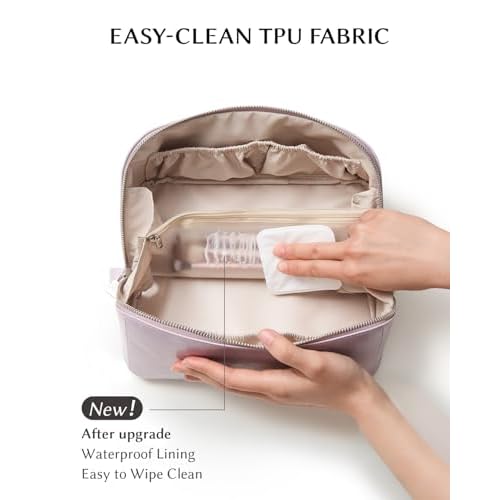 EACHY Travel Makeup Bag, Large Capacity Cosmetic Pouch with Zipper, Waterproof Toiletry bag for Women