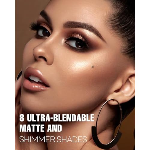 Black Smoky Eye Shadow Palette 8Color Dark Grey Smokey Eyeshadow for Goth Makeup Black Silver White Gray Shade for Halloween (BlackS)