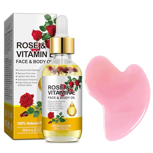 Vitamin E Oil, Vitamin E Oil for Face, Rose & Vitamin E Oil, Face Vitamin E Oil with Gua Sha Tools Set