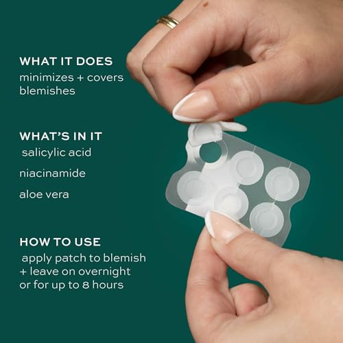 ITK Microneedle Blemish Pimple Patches with Aloe Vera - Blemish Spot Treatment - Reduces Appearance of Blemishes + Dark Spots - Soothes + Heals Skin - Oil-Free for All Skin Types - 6 Count Packet