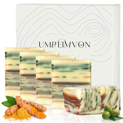 Turmeric Soap Bar for Face and Body, Organic Tumeric Soap Natural Handmade Bar Soap Cold Process with Moisturizing Olive Oil, Nourish and Soothe Face Body for Radiant Glow, 3.53 oz