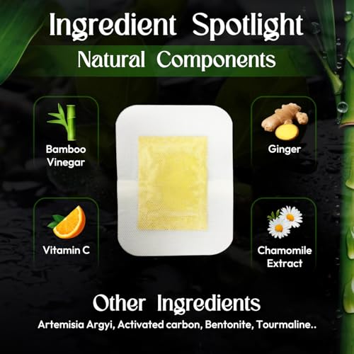 Deep Cleansing Foot Pads: Bamboo Wood Ginger Foot Patches for Promoting Daily Relaxation and Sleeping 30 Packs