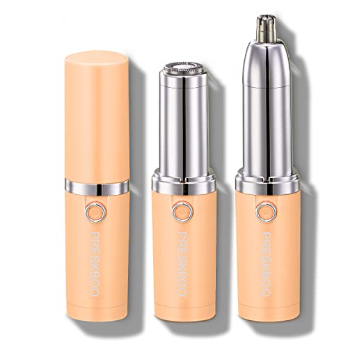 Nose Hair Trimmer for Women and Men,2 in 1 Facial Hair Remover,Electric Face Shaver Razor for Nose Ear Eyebrow Peach Fuzz Lips Chin,DermaplaningTool,Facial Hair Removal,Orange/uhy6
