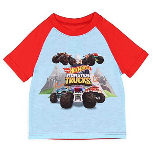 INTIMO Hot Wheels Toddler Boy's Monster Trucks Toys Tossed Print Sleep Pajama Set Short