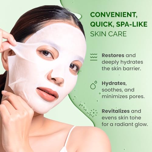 PLANTIFIQUE Superfood Facial Sheet Mask Variety Box 5 Pack ? Face Mask Set with Coconut, Aloe, Vitamin C, Centella & Collagen ? Hydrating & Refreshing ? For All Skin Types