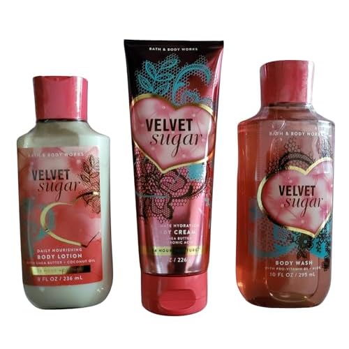 Bundle Pack Bath Body Works VELVET SUGAR Body Lotion, Body Cream & Shower Gel TRIO Pack