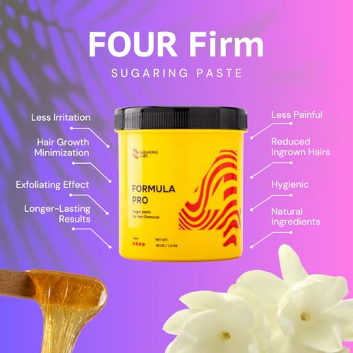 Sugaring Paste FORMULA PRO for Hair Removal FIRM for Brazilian Bikini and Underarms, Sugar Wax Kit for Hot Weather 49 oz / 3lb
