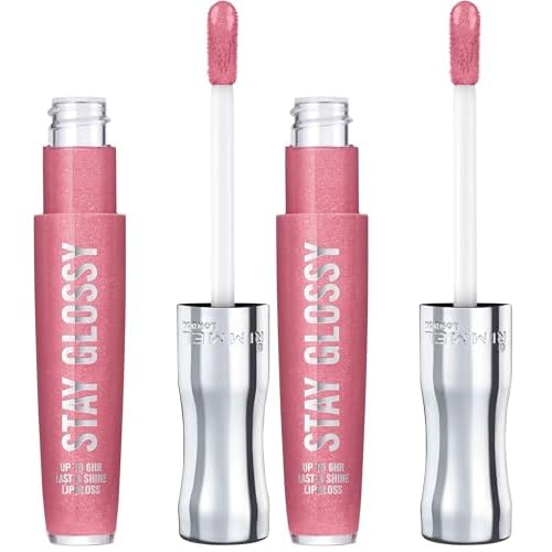 Rimmel Stay Glossy Lip Gloss - Non-Sticky and Lightweight Formula for Lip Color and Shine - 140 Flower Power, .18oz (Pack of 2)