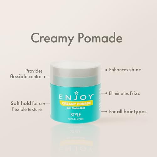 Enjoy Creamy Pomade, Non-Greasy Flexible Control and Natural Shine, Moveable Texture with Soft Hold for Versatile Hair Styling, 2.1 Oz