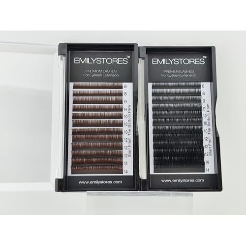 Brown Eyelash Extensions 0.10MM Lashes J B C D Curl 8-14MM Length Mix Size (Brown 0.10 C)