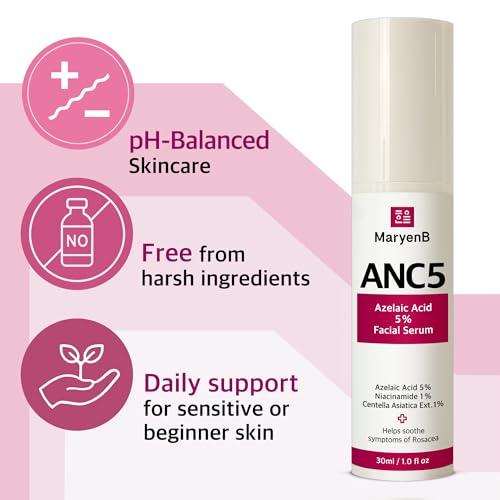 Azelaic Acid 5% + Niacinamide 1% + Cica 1% Face Serum with Hyaluronic Acid - Dark Spots Redness Pore Minimizer for Sensitive Acne Skin Care, 1 Fl Oz (30ml)