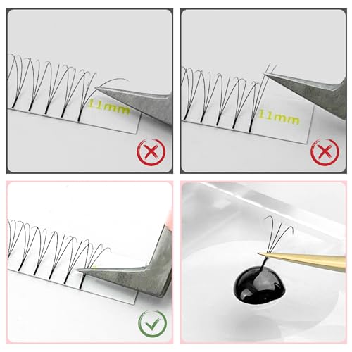 Premade Fans Eyelash Extensions, 800 Fans 3D 10mm Mix Promades Eyelash Fans,0.07 Thickness D Curl Premade Lash Fans, Handmade Premade Fans Volume Lash Extensions (Short Stem 3D 0.07-D 10mm)
