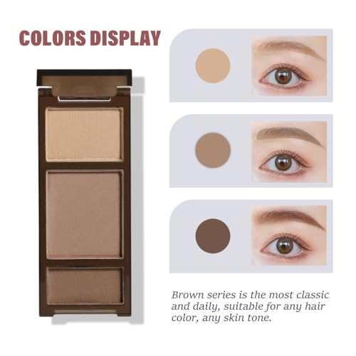 Eyebrow Powder Palette,3-color eyebrow palette Nature Eye Brow Powder to Enhance & Filler Brows Contour Eyebrow Neutral Eye Makeup 102# Warm Coffee