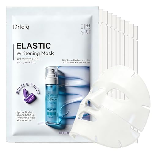 Korean Facial Mask 10 Sheets, Elastic Whitening &Tightening & Deep Moisture & Anti-Aging ,Niacinamide & Centella &Witch Hazel Water, Skin Softening Facial Mask, Korean Face Mask (Elastic Whitening)