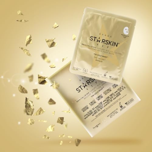 STARSKIN VIP Gold Mask Face, Coconut Bio-Cellulose Revitalizing Face Mask for all Skin Types, Korean Skin Care, Instant Hydration and Plump, Moisturizing and Nourishing, K-Beauty (Pack of 1)