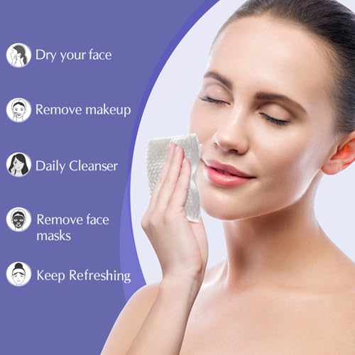 Disposable Face Towel Cloth for Washing, Thicker Disposable Face Cleaning Towelettes for Women Soft Towel for Cleanser Office Travel Makeup Remove