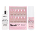 Glamnetic Press-On Nails - Bubble Gum Glaze | Super Strong Brush On Nail Glue & Press-On Nail Remover | Glazed Short Almond Pink French Tip Nails | 15 Sizes - 30 Nail Kit with Glue and Remover