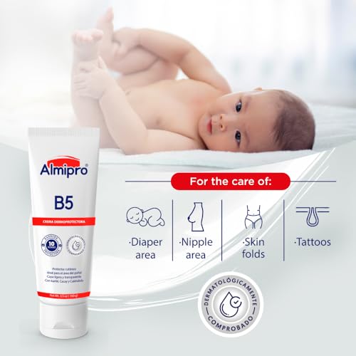 almipro B5 Dermo Protector cream. Moisturizing, repairing, protecting formula. Calendula and Cacay oil. Multi-Purpose Cream for Delicate Skin, Body, Hand Balm, Baby Safe. Soft & Clear texture. 3.5 oz