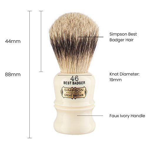 Simpson Berkeley 46 Best Badger Shaving Brush - Handmade British Shaving Brush for Men - Premium Quality by Simpson Shaving Brushes (Berkeley 46 Best Badger)