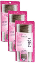 Swisspers Premium Cotton Swabs, 100% Pure Cotton Tips, Leopard Print Paper Sticks, 300 Count Pack (Pack of 3)