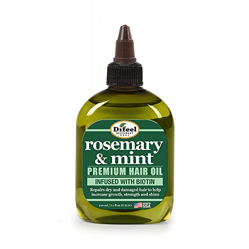 Difeel Rosemary and Mint Premium Hair Oil with Biotin 7.1 oz. (PACK OF 2) - Made with Natural Mint & Rosemary Oil for Hair Growth