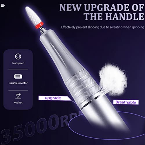 3 in 1 Portable Electric Nail Drill, Compact 35000 RPM Electrical Professional Nail File Kit, UV Lamp Manicure Pedicure Polishing Shape Tools