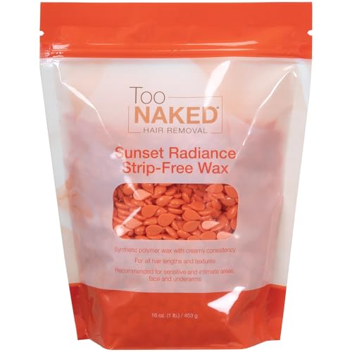 Too Naked Hair Removal Sunset Radiance Strip-Free Wax, Full Transparency with Creamy Consistency, Hypoallergenic for Sensitive Areas, Fragrance-Free, Unisex, 1 Lb.