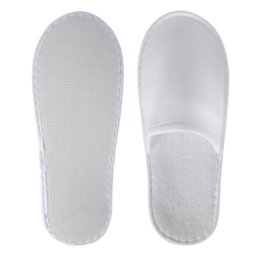 UrbanRoots 28 Pairs Disposable Slippers For Guests,Bulk Slippers For Hotel,Spa,Travel,Shoeless Home,Spa Slippers With Pouch,Non-Slip(White) house slippers for guests