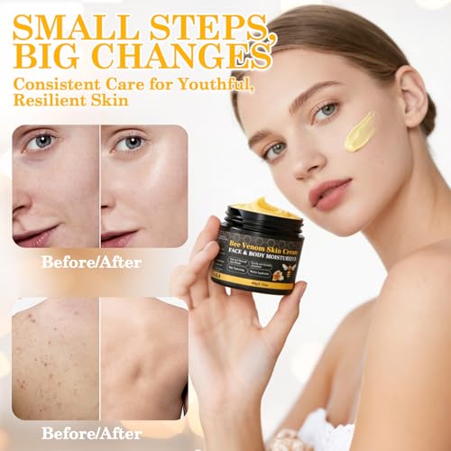 2PCS Bee Venom Skin Cream, Natural Ingredients Non-Irritating Bee Venom Joint Cream, Wrinkle Lift & Firming, Reduces Blemishes, For Face & Full Body, 2 * 60g