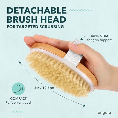 Back Scrubber for Shower - 20" Long Handle Shower Brush - Natural Bristle Back Brush ? Ergonomic Handle + Silicone Anti-Slip Grip - Great Gift Idea - Men, Women + Seniors Love This (Firm Bristles)