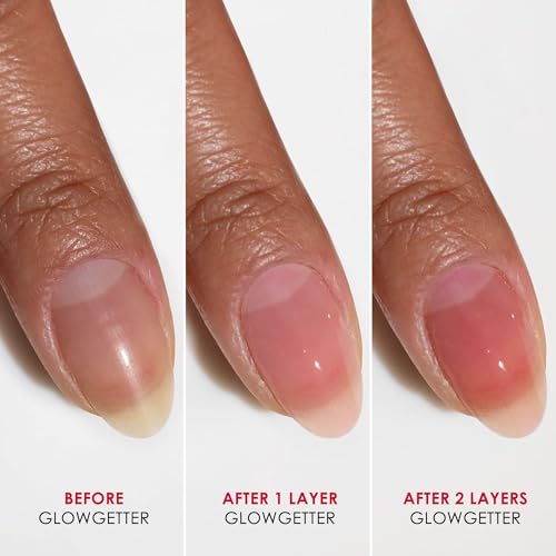 Dermelect Glowgetter Brightener + Perfector ? Nail Strengthener, French Mani Tint & Glossy Top Coat | Repairs Yellowing, Peeling, Ridged & Damaged Nails - 0.4 fl oz