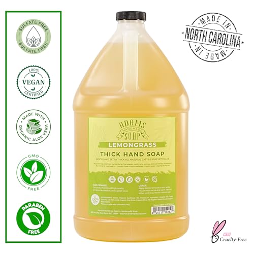 Adams Handmade Soap Thick Organic Castile Liquid Hand Soap 1 Gallon Refill - Lemongrass