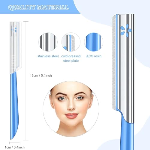 10Pcs Face Razor for Women, Exfoliating Dermaplaning Tool, Precision Blade, Comfort Grip Handle, Travel-Friendly, Easy to Clean