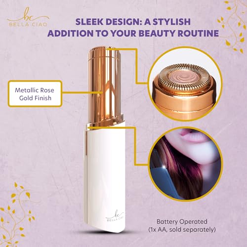Bella Ciao Facial Hair Removal for Women Device, White | Precise, Gentle Beauty & Personal Care Products for Ladies | Flawless Touch Facial Hair Remover for Women w/LED Light | Face Razors