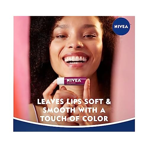 NIVEA Blackberry Lip Care, Tinted Lip Balm with Shea Butter, Nourishing Oils and Vitamin C & E, 3-in-1 Moisture, Repair (for Dry Lips) and Color, 0.17 Oz Stick
