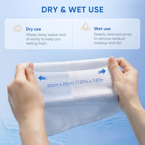 Disposable Face Towels,Biodegradable Ultra Soft Washcloths for Sensitive Skin,Suitable for Facial Cleansing,Skin care and Makeup Removal,Lint-free,Trave,Daily Cleansing,200 Count
