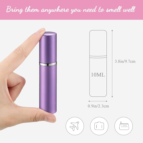Zonon 56 Pieces 5ml Refillable Perfume Atomizer Mini Refillable Spray Perfume Bottle Portable with 56 Pieces Refill Pump Dispenser Pump Transfer Tool for Outgoing Valentine's Day(Purple, Pink, Silver)
