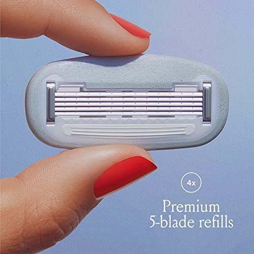 Billie Women's Razor Refill Blades 5-Blade Cartridges 4 count & Wax Kit 32 strips 6 wipes