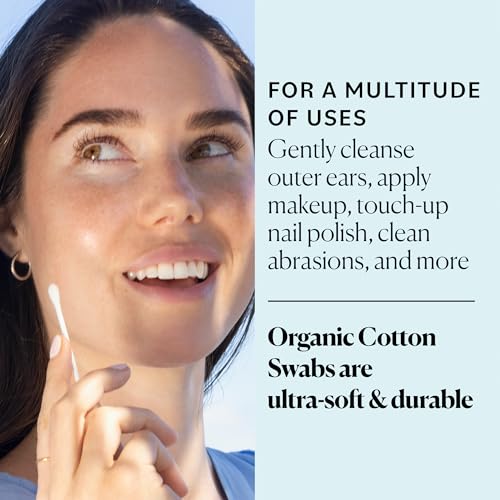 Sky Organics - Organic Cotton Swabs with Ultra Soft Tips - Strong & Durable - Hypoallergenic - Chlorine Free - Sustainable - Natural, Vegan & Cruelty Free - 1500 Count (Pack of 4)