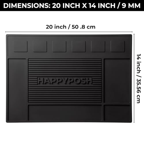 Magnetic Barber Mat for Clippers, Large Professional Barber Station Mat with 6 Strong Magnets, Non-Slip Rubber Barber Tool Organizer for Salon Stations, 20" x 14" Black
