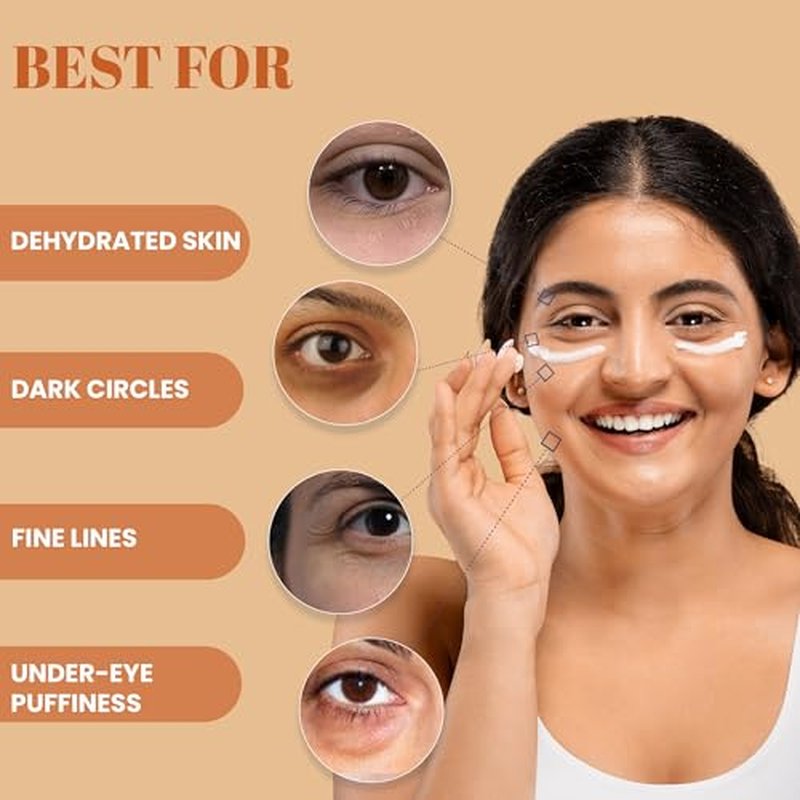 WildOak Organic Aloevera + Collagen Under Eye Power Gel | Advanced Cooling, Fades Dark Circles, Wrinkles & Puffiness | Anti-Aging, Hydrating & Firming Formula | Lightweight & Fast Absorbing | 1.76 oz