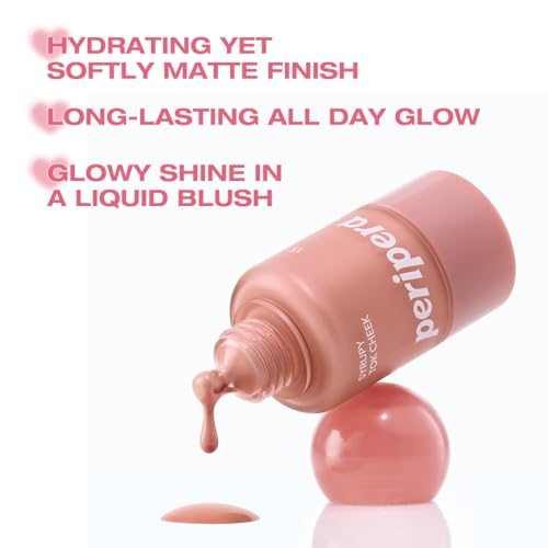 PERIPERA SYRUPY TOK CHEEK 5 Colors, Liquid Blush, Dewy Finish and Hydrates All day, Soft Velvet Texture Face Cheek Tint (03 FRIENDSHIP MAUVE, One Size)