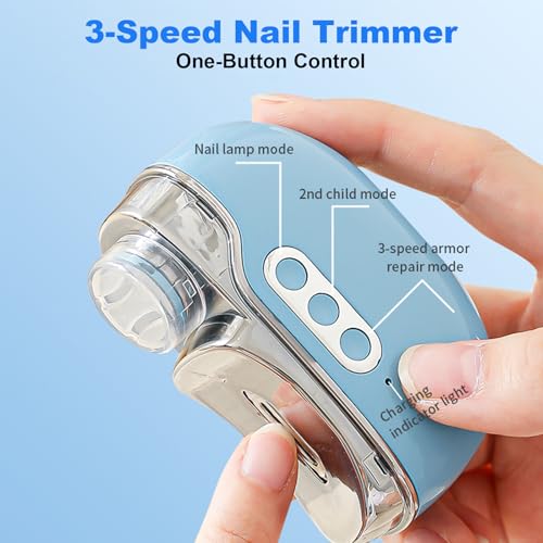 Electric Nail Clipper, 3 Speed Electric Nail Clippers for Seniors & Adults, Baby Electric Nail Trimmer with Light & Clip Storage, USB Electric Automatic Nail Clipper for Fingernail (Black)
