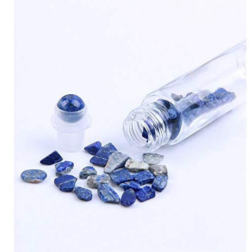 10ml Roll On Bottle For Essential Oils,10 Pack Clear Glass Roller Bottles With Natural Crystal Gemstone Roller Balls Top,Bamboo Lid,Thick Glass Essential Oil Bottles-Healing Crystal Chips Inside