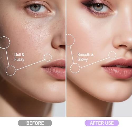 Rechargeable Sonic Smooth Dermaplane Razor for Women Face + Eyebrow trimmer Dermaplaning System with LED Light Peach Fuzz Remover, 3 Speeds - 8 Weeks of Dermaplaning Blades (Lavender)