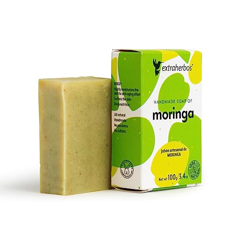 Extraherbos Moringa Soap Bar - Mexican Handmade Natural Cleansing Bar with Organic Moringa Leaf - Artisanal Beauty Soap for Daily Skincare 100g/3.4oz