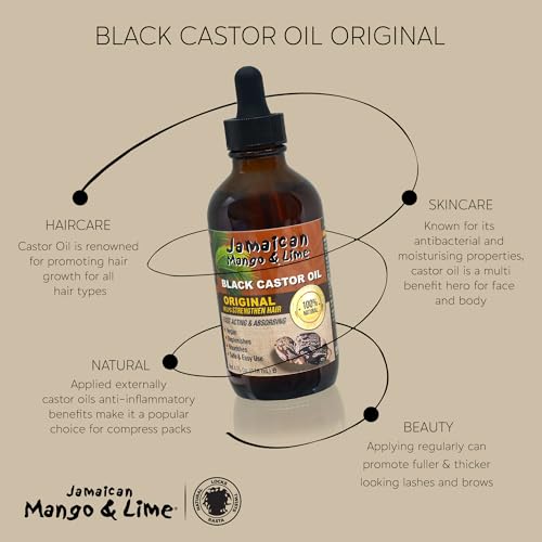 Jamaican Mango & Lime Black Castor Oil ? Hair & Scalp Oil for Locs, Braids, Twists & Natural Hair ? Strengthens, Moisturizes & Promotes Hair Growth (4oz (Pack of 1), Original)