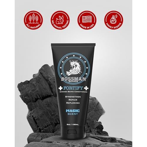 Bossman Fortify Intense Beard Conditioner for Men (Magic Scent) ? Moisturizes, Replenishes & Protects with Natural Ingredients ? Thicker Formula, Made in USA